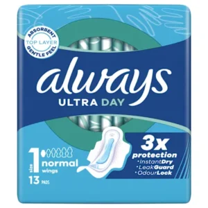 Always Ultra Day Sanitary Towels Normal (Size 1) With Wings 13 Pads